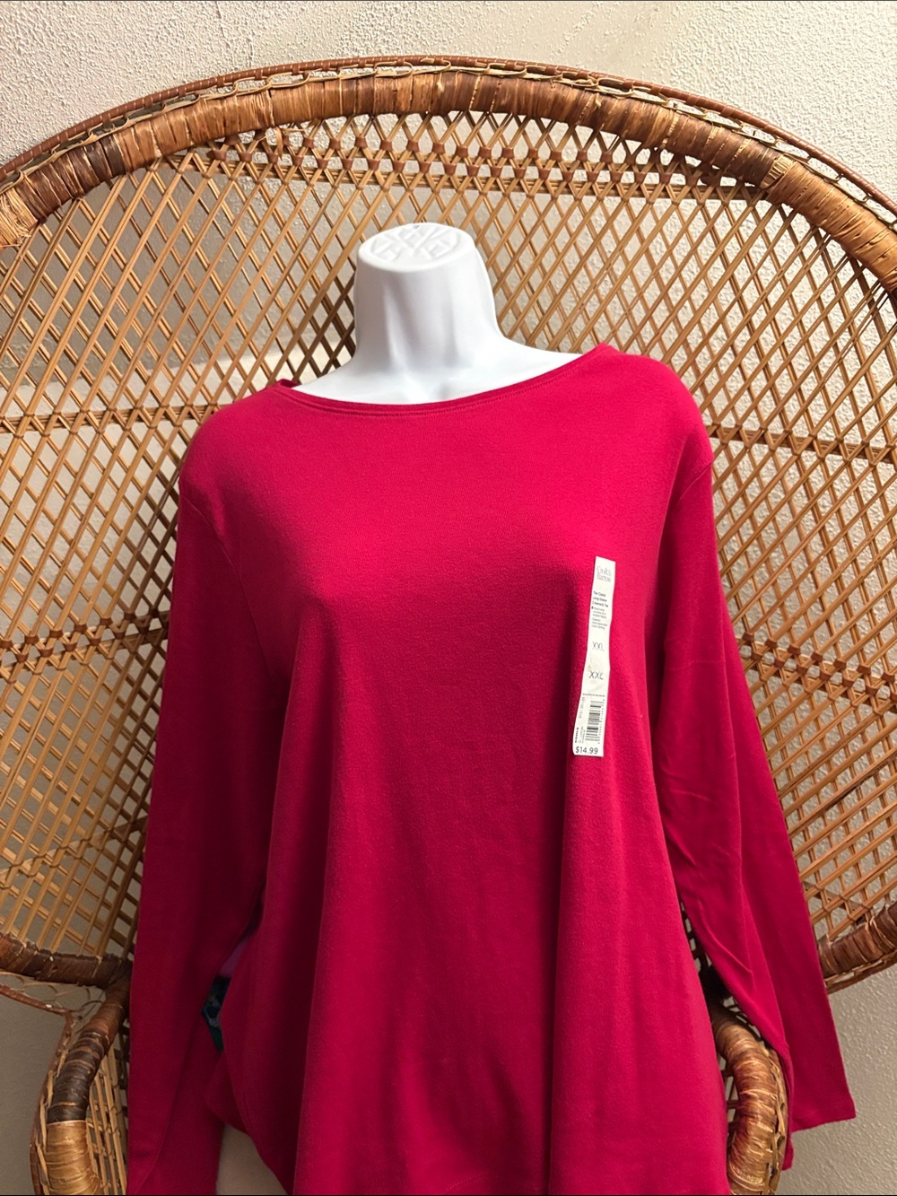 NWT Croft & Barrow Women's Raspberry Classic Boatneck Pullover Top - XXL